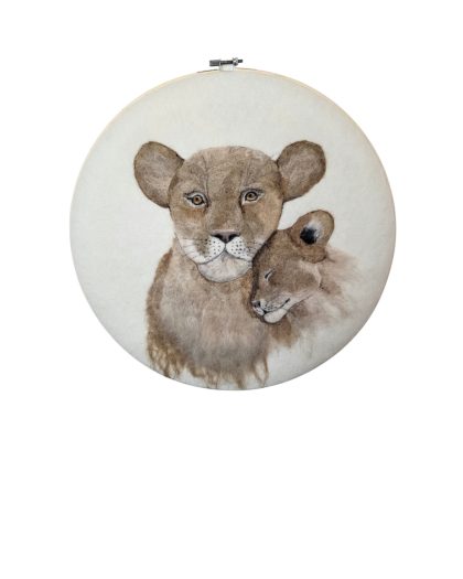 wolschilderij leeuw en welp